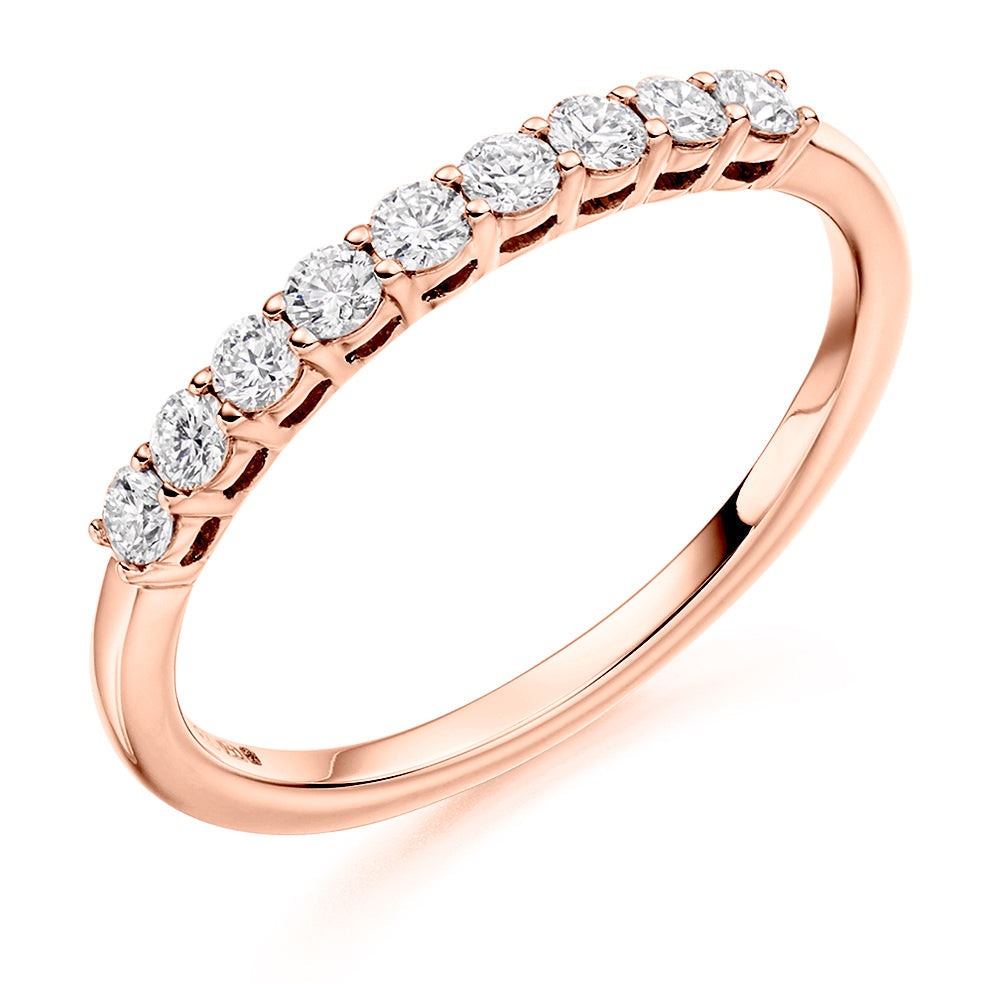 Claw-Set Half Eternity Ring, 0.33ct total in Rose Gold