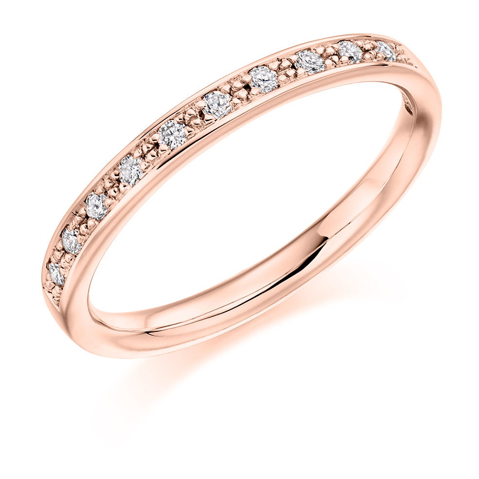 Grain-Set Half Eternity Ring, 0.15ct total (HET3347A) in Rose Gold