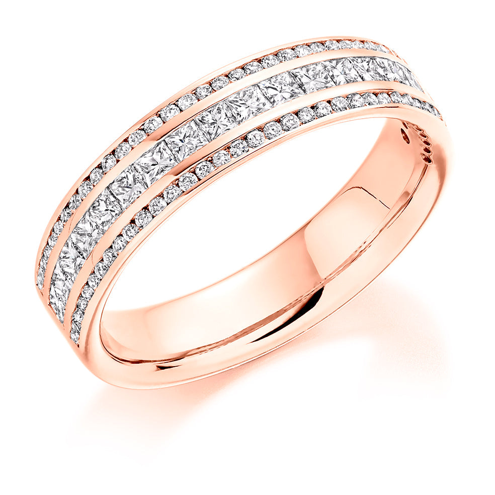 Channel-Set Half Eternity Ring, 0.8ct total (HET8170) in Rose Gold