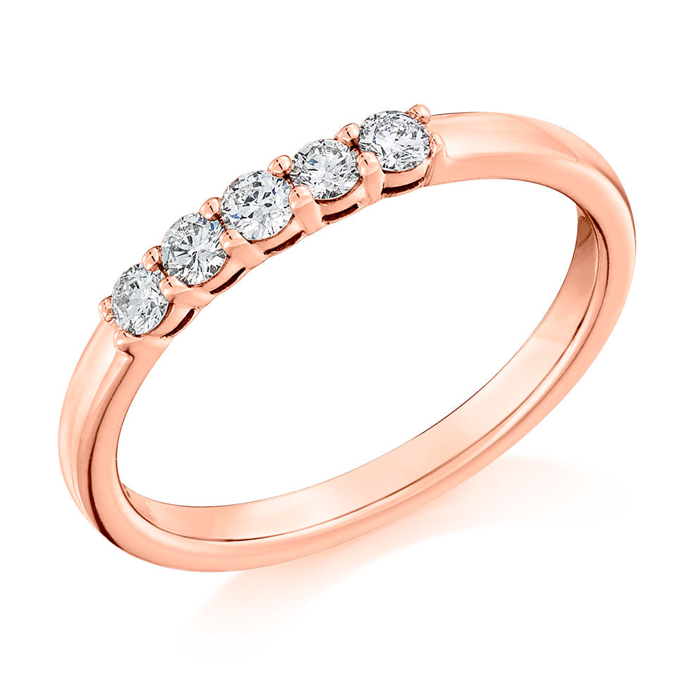 Claw-Set Half Eternity Ring, 0.25ct total (HET8581) in Rose Gold