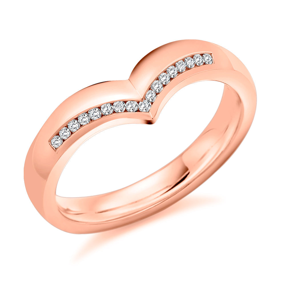 Shaped Channel-Set Half Eternity Ring, 0.08ct total in Rose Gold