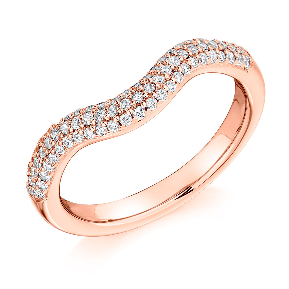 Shaped Pavé-Set Half Eternity Ring, 0.4ct total in Rose Gold