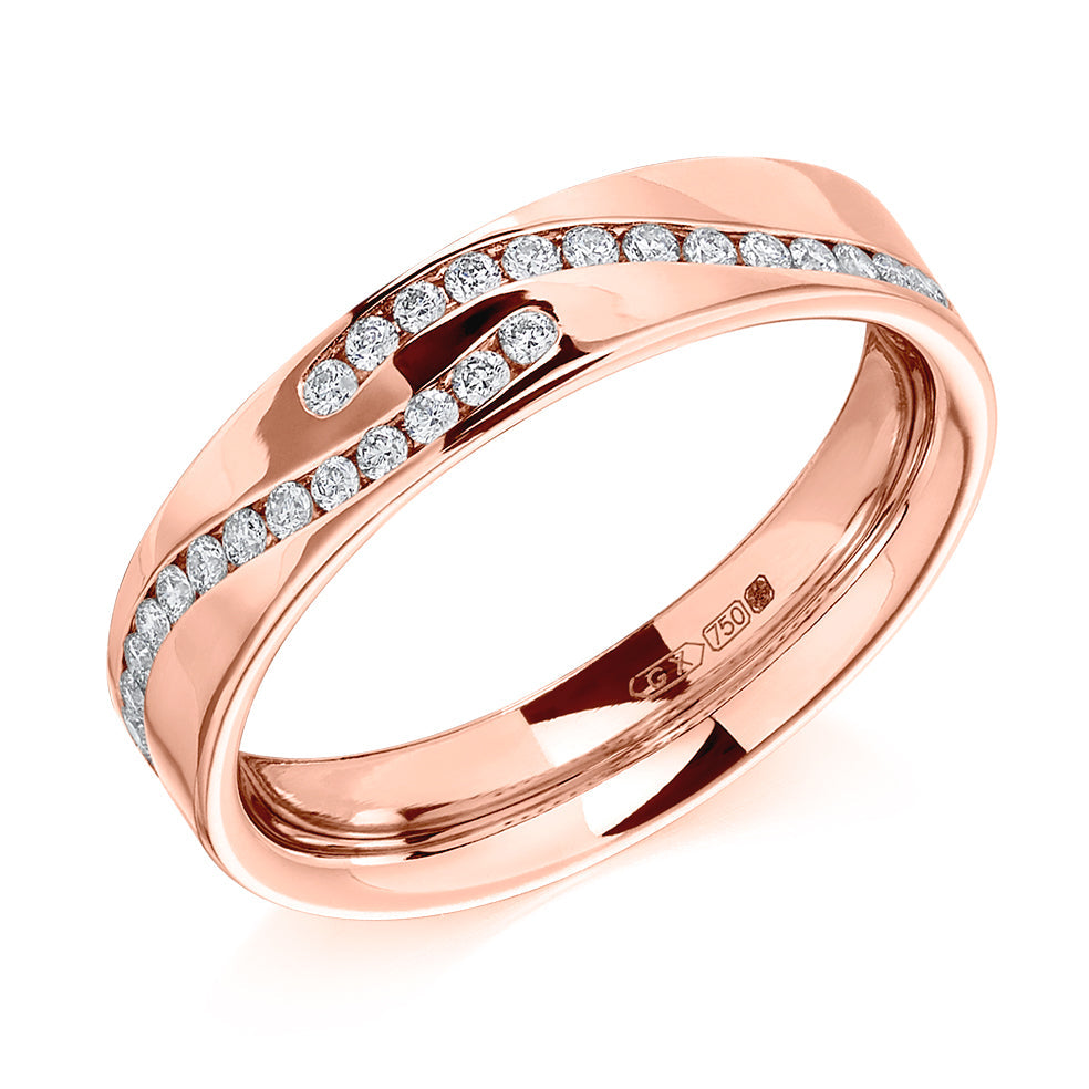 Offset Channel-Set Half Eternity Ring, 0.25ct total (HET9018) in Rose Gold