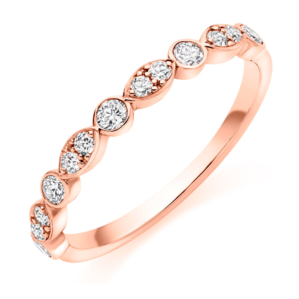 Rubover Half Eternity Ring, 0.35ct total in Rose Gold