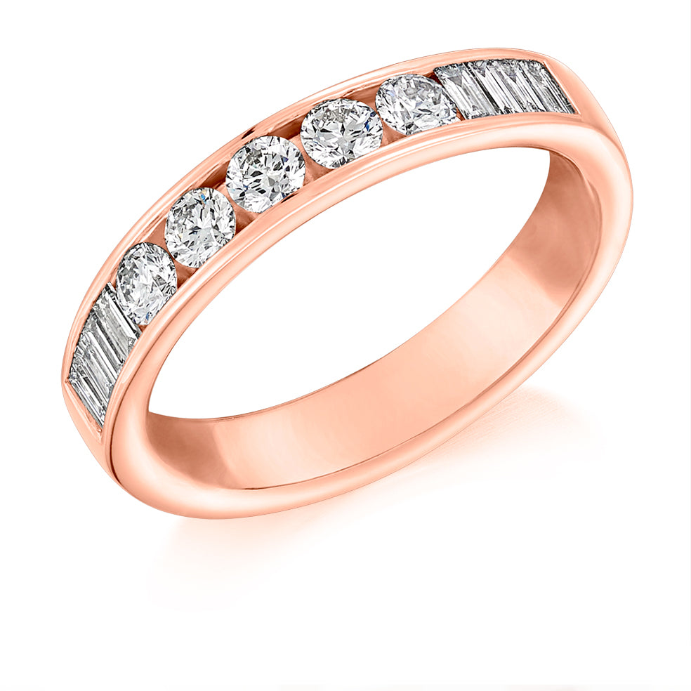 Channel-Set Half Eternity Ring, 0.75ct total (HET9327) in Rose Gold