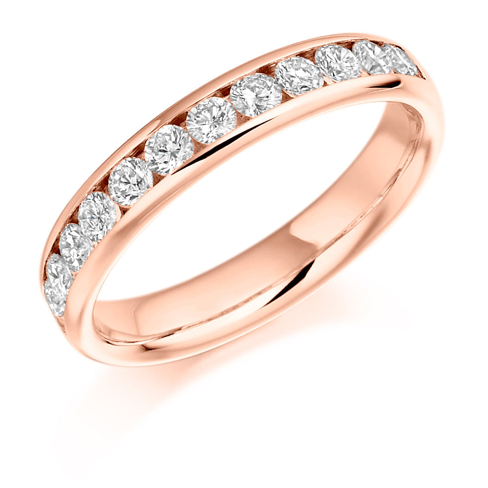 Channel-Set Half Eternity Ring, 0.66ct total (HET938) in Rose Gold