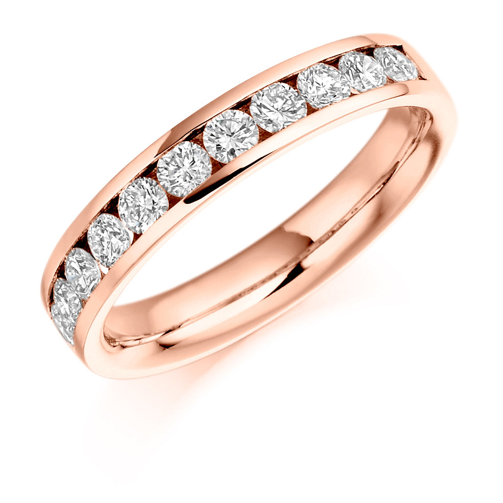 Channel-Set Half Eternity Ring, 0.78ct total (HET939) in Rose Gold