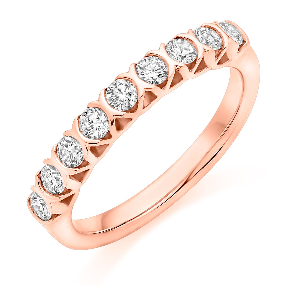 Bar-Set Half Eternity Ring, 0.50ct total (HET9404) in Rose Gold