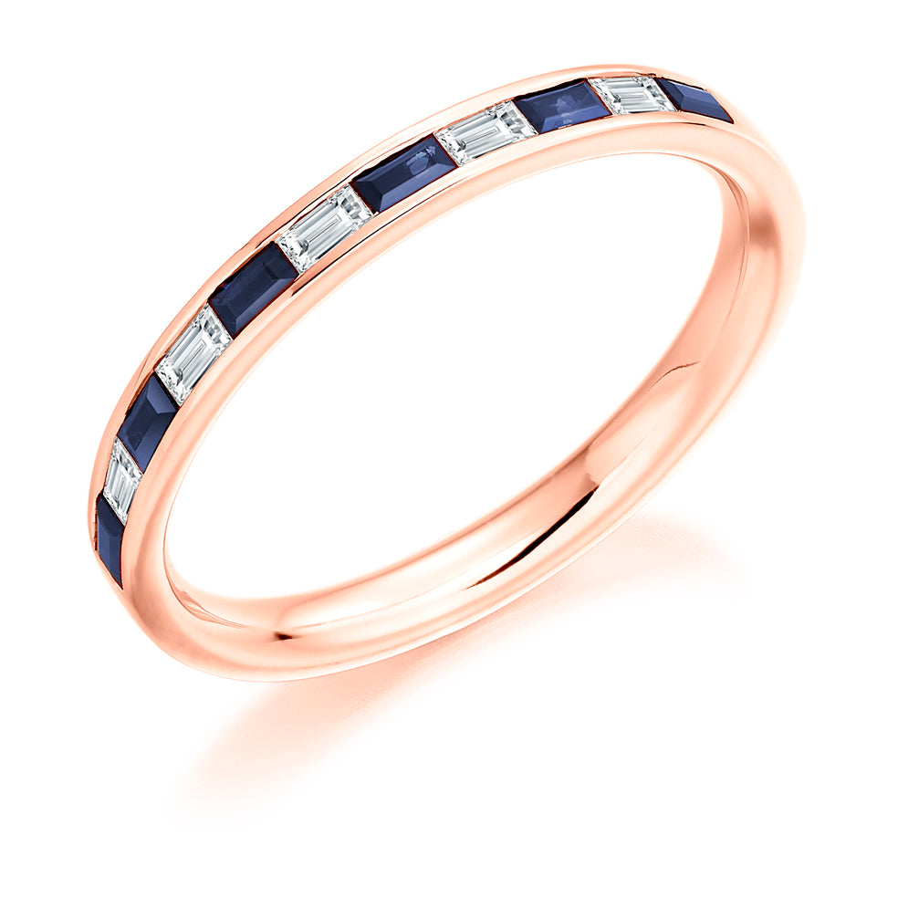 Sapphire & Diamond Half Eternity Ring B, 0.15ct in Rose Gold