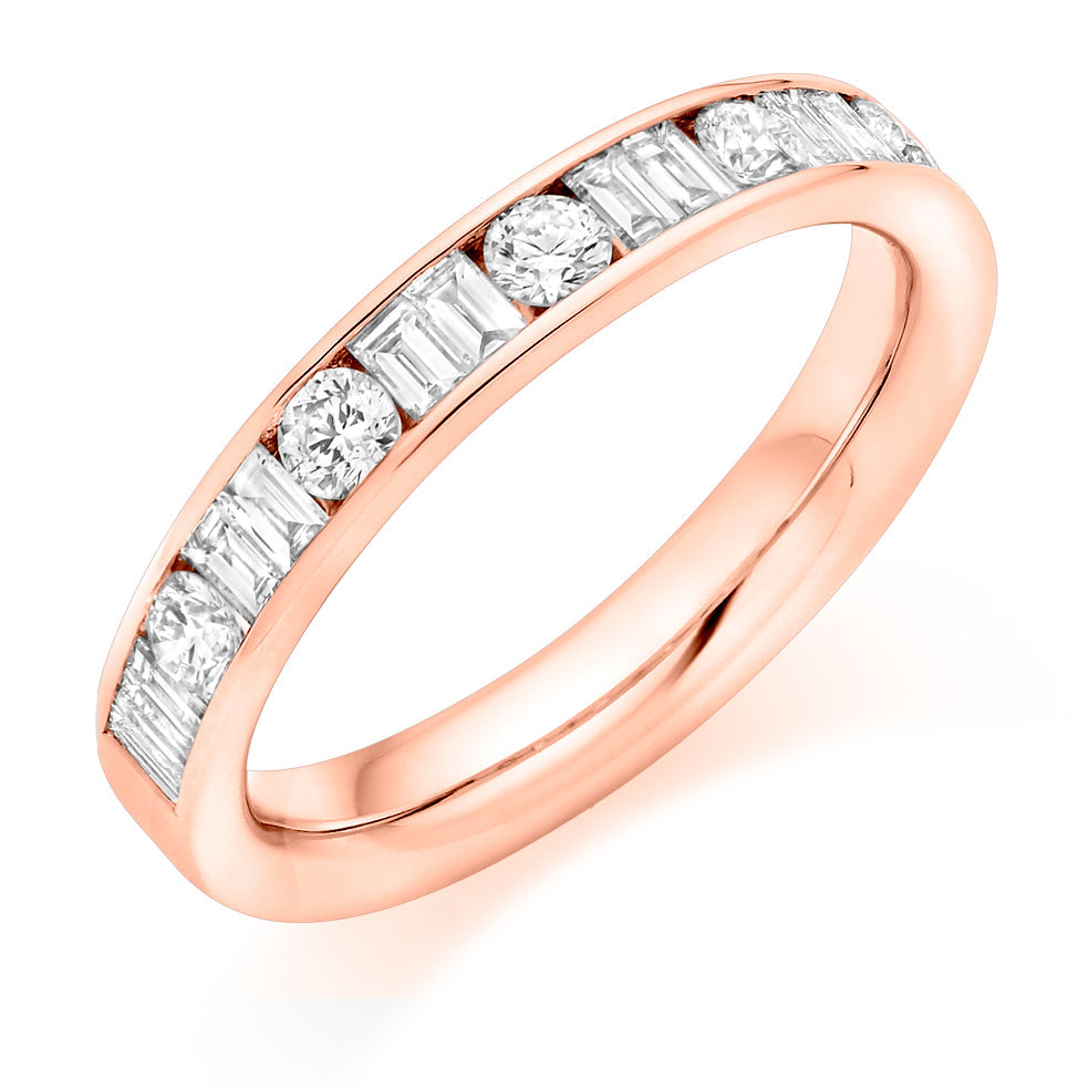 Channel-Set Half Eternity Ring, 0.75ct total (HET9416) in Rose Gold