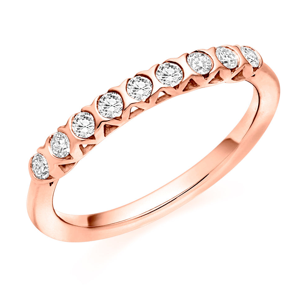 Bar-Set Half Eternity Ring, 0.25ct total (HET9437) in Rose Gold