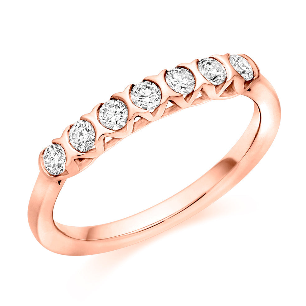 Bar-Set Half Eternity Ring, 0.35ct total (HET9438) in Rose Gold