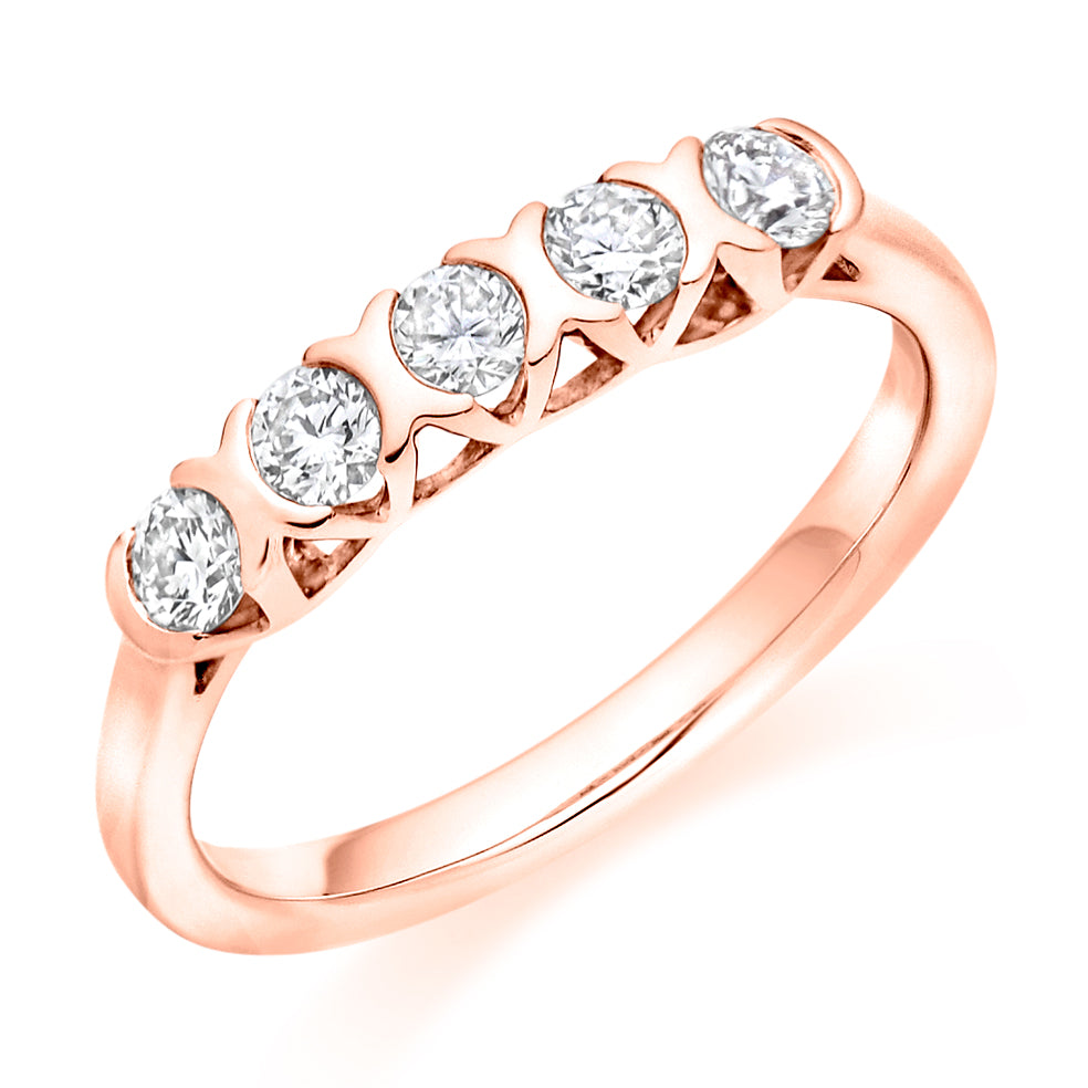 Bar-Set Half Eternity Ring, 0.50ct total (HET9439) in Rose Gold