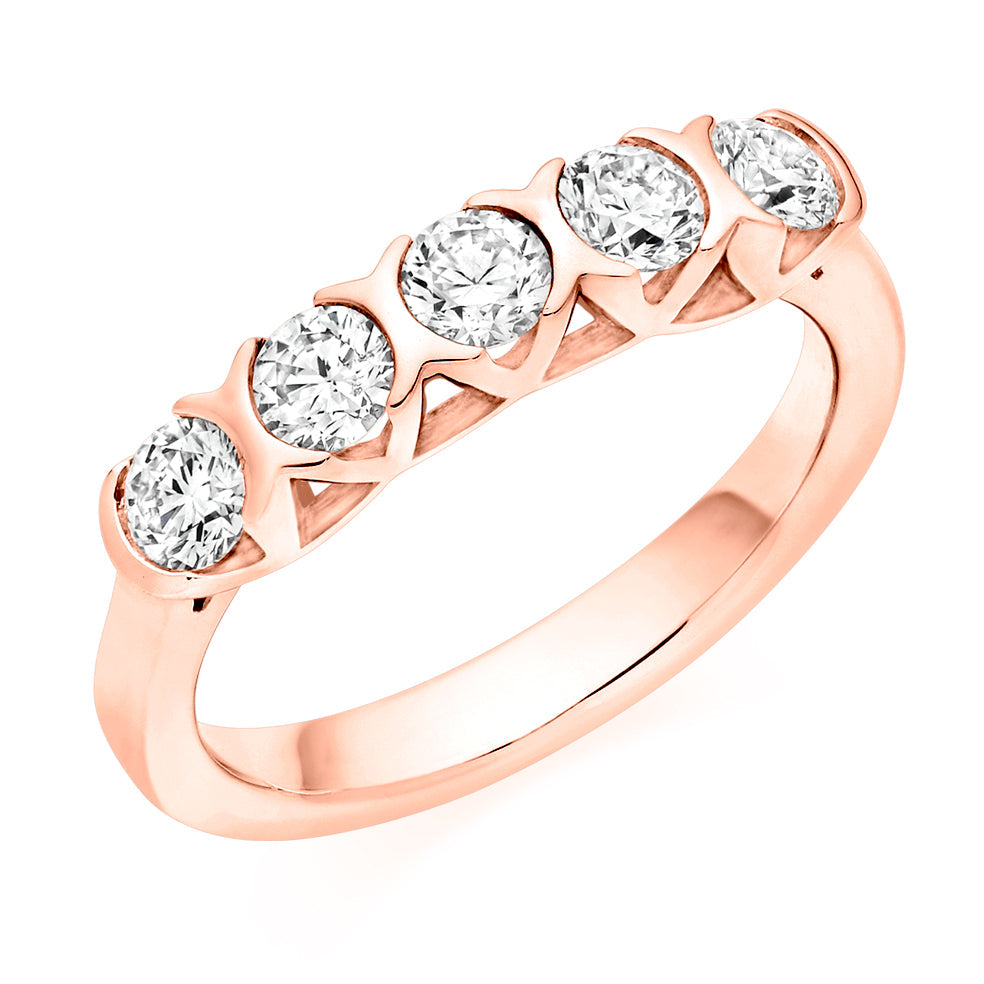 Right Hand Ring-Set Half Eternity Ring, 0.80ct total (HET9440) in Rose Gold