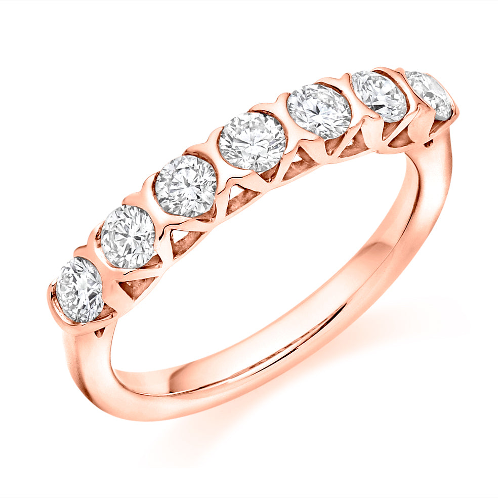 Bar-Set Half Eternity Ring, 0.75ct total (HET9441) in Rose Gold