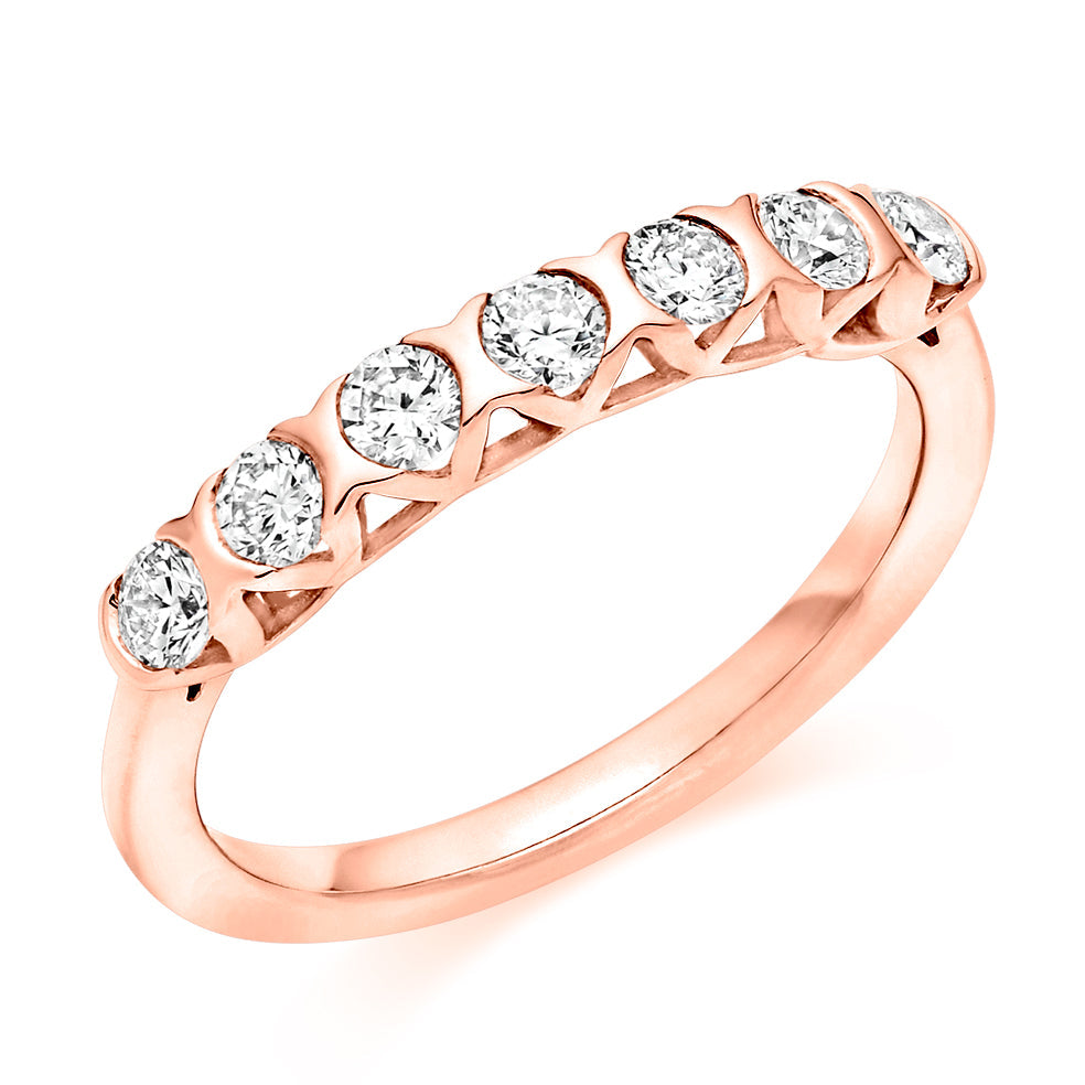 Bar-Set Half Eternity Ring, 0.5ct total (HET9444) in Rose Gold