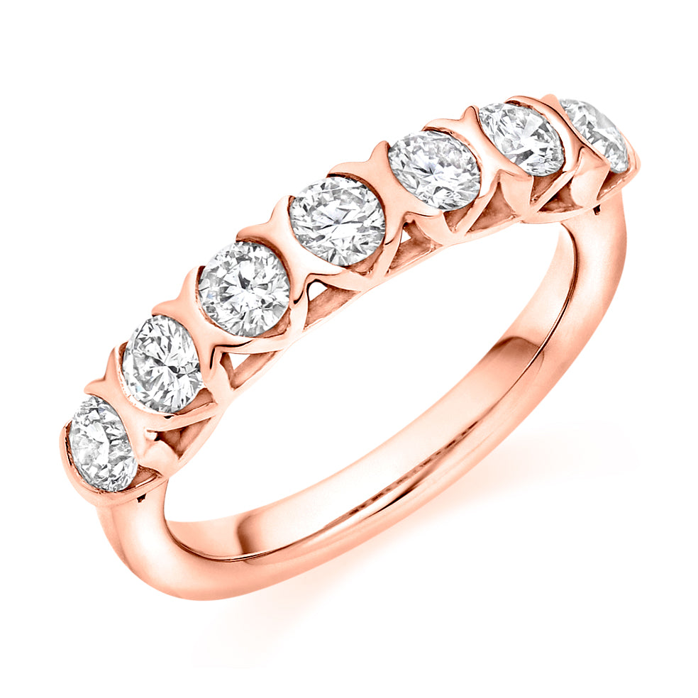 Bar-Set Half Eternity Ring, 1.0ct total (HET9445) in Rose Gold