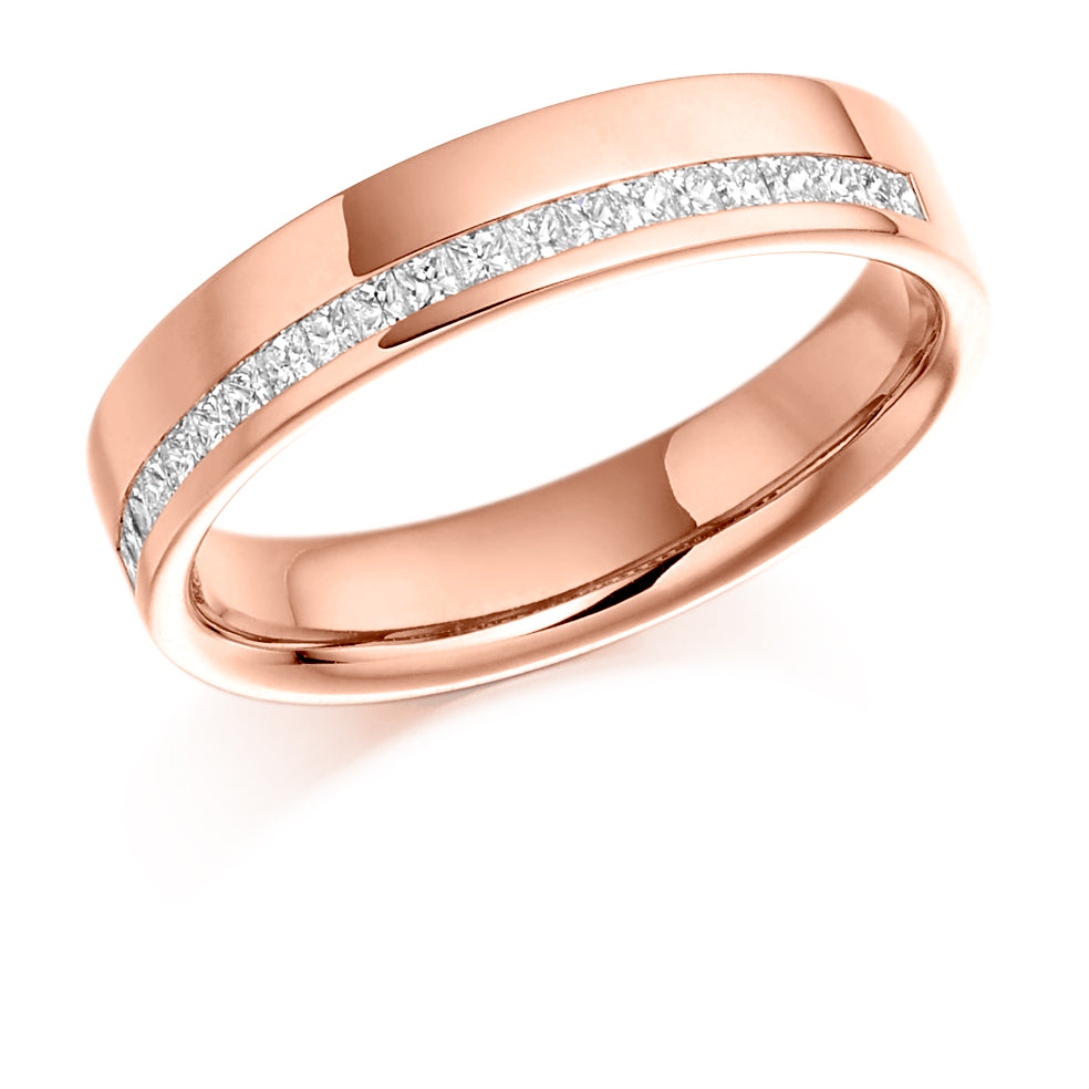 Offset Channel-Set Half Eternity Ring, 0.25ct total in Rose Gold