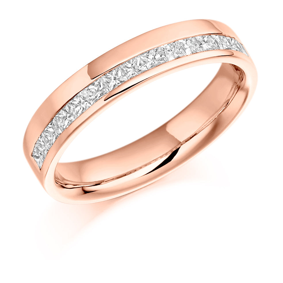 Offset Channel-Set Half Eternity Ring, 0.5ct total in Rose Gold