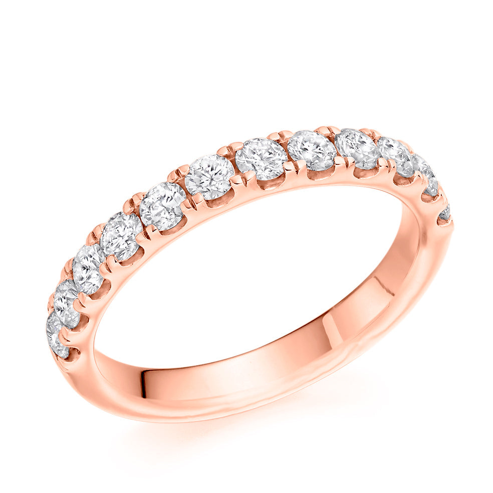 Micro-Claw Half Eternity Ring, 0.75ct total (HET9600) in Rose Gold