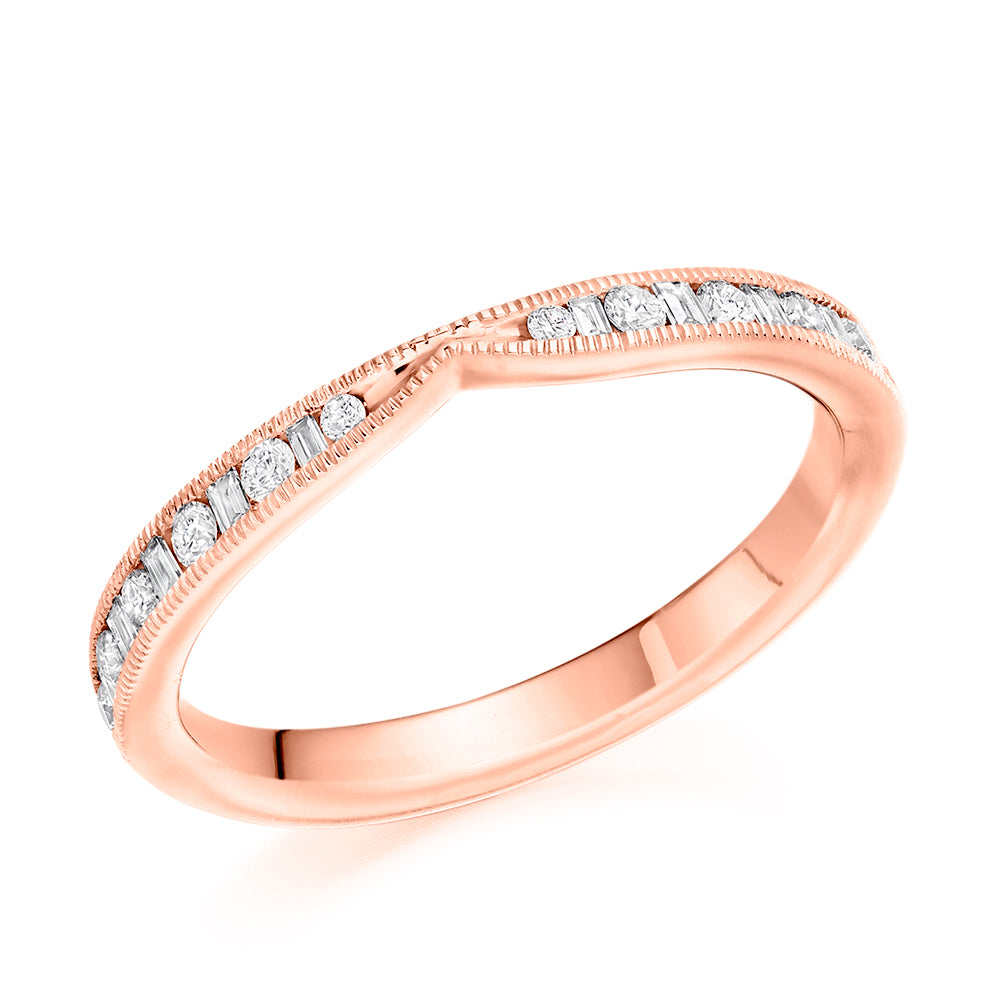 Shaped Milgrain Channel-Set Half Eternity Ring, 0.25ct total in Rose Gold