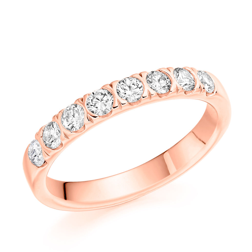 Bar-Set Half Eternity Ring, 0.5ct total (HET9817) in Rose Gold