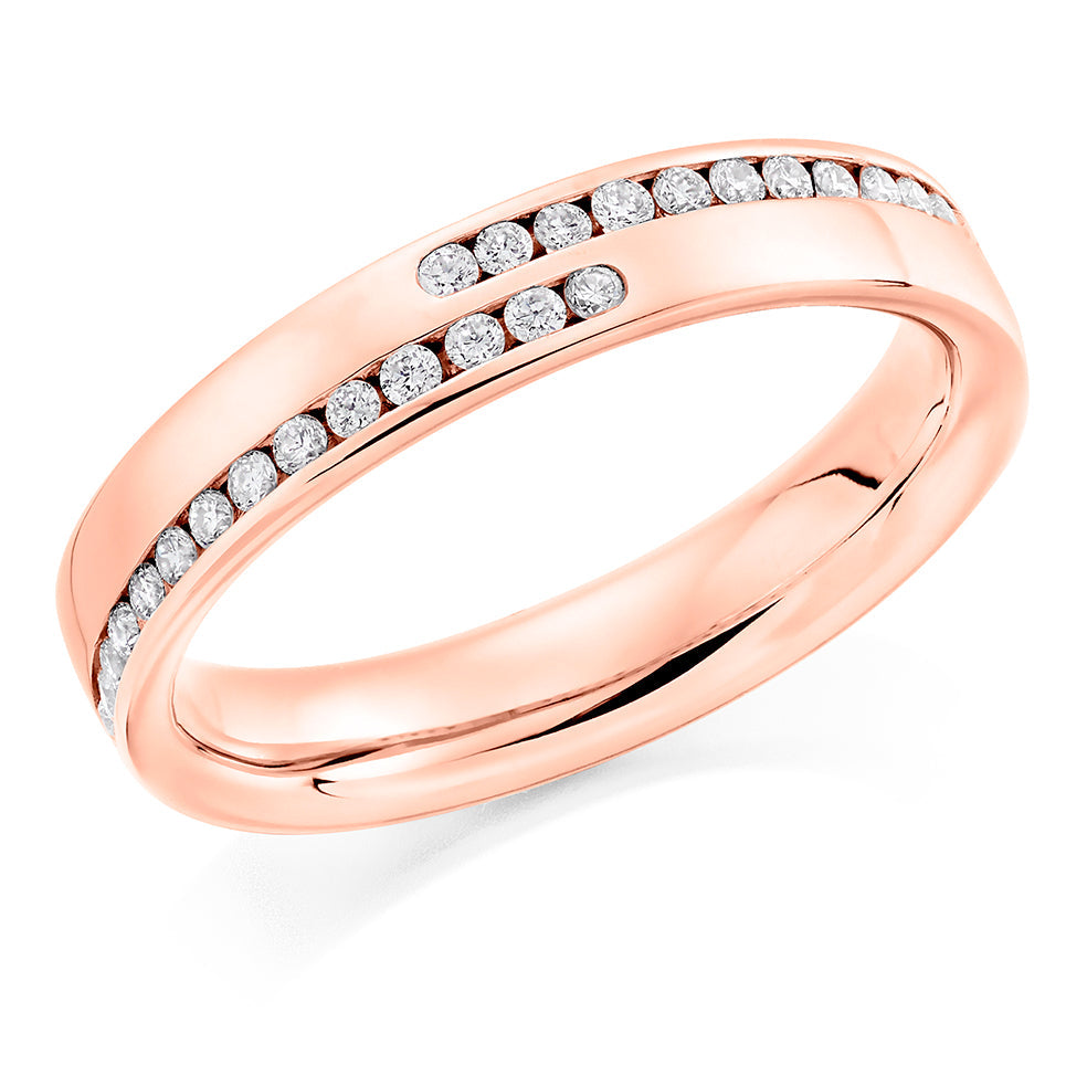 Offset Channel-Set Half Eternity Ring, 0.25ct total (HET9865) in Rose Gold
