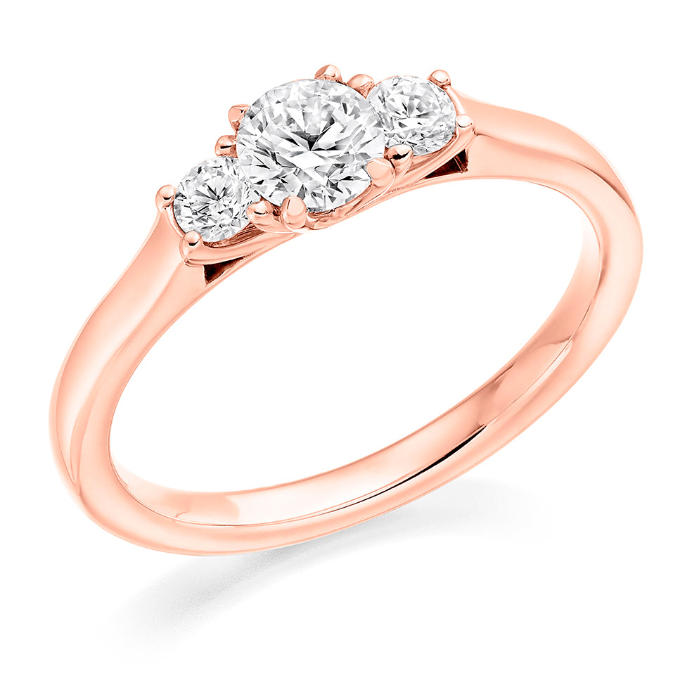Trilogy Round Brilliant Trilogy Ring, 0.4ct in Rose Gold