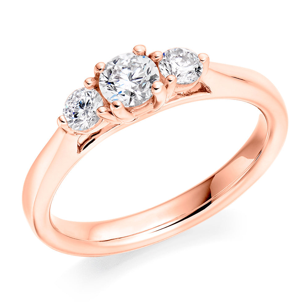 Classic Trilogy Round Brilliant Trilogy Ring, 0.3ct in Rose Gold