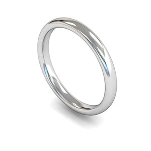 18ct White Gold Slight Court Wedding Ring 2.5mm - Signature Weight