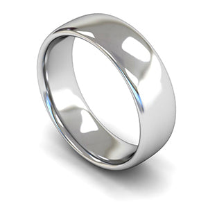 9ct White Gold Slight Court Wedding Ring 7mm - Signature Weight
