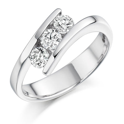 Tension-Set Trilogy Round Brilliant Trilogy Ring 0.55ct