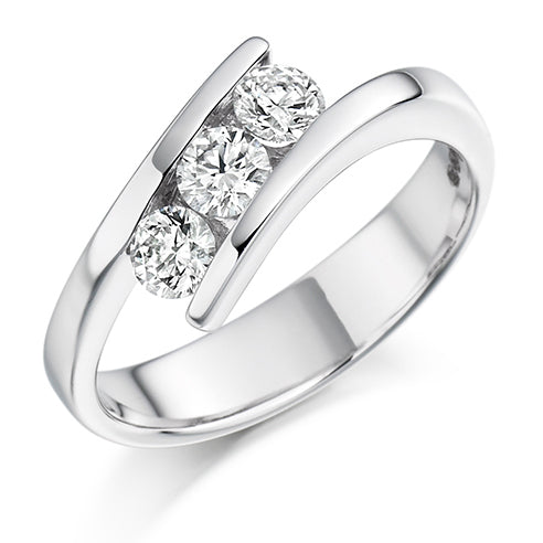 Tension-Set Trilogy Round Brilliant Trilogy Ring 0.55ct