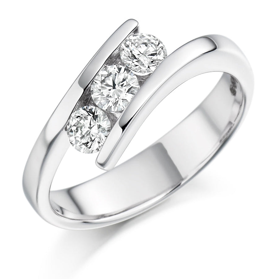 Tension-Set Trilogy Round Brilliant Trilogy Ring 0.55ct