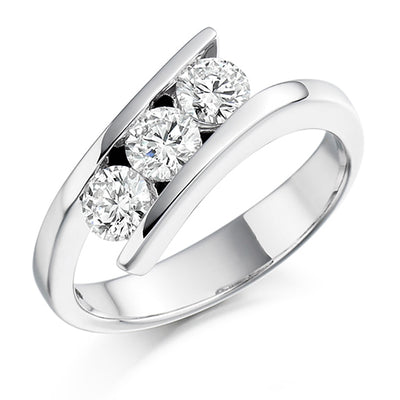 Tension Trilogy Round Brilliant Trilogy Ring
