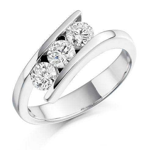 Tension Trilogy Round Brilliant Trilogy Ring