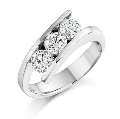 Tension-Set Trilogy Round Brilliant Trilogy Ring