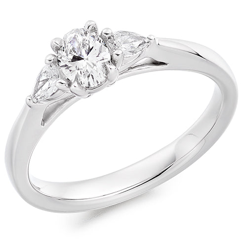 Plain-Band Trilogy Oval Cut Trilogy Ring, 0.4ct