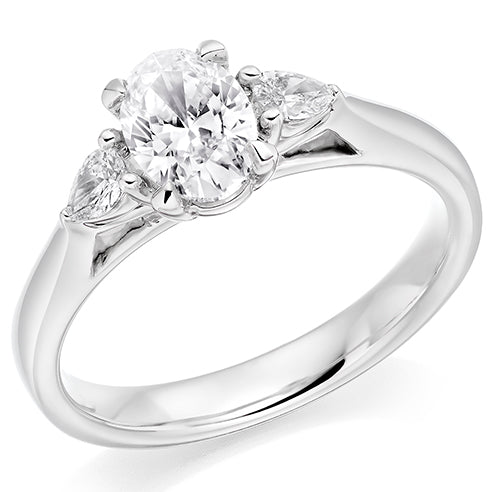 Traditional Trilogy Oval Cut Trilogy Ring, 0.75ct