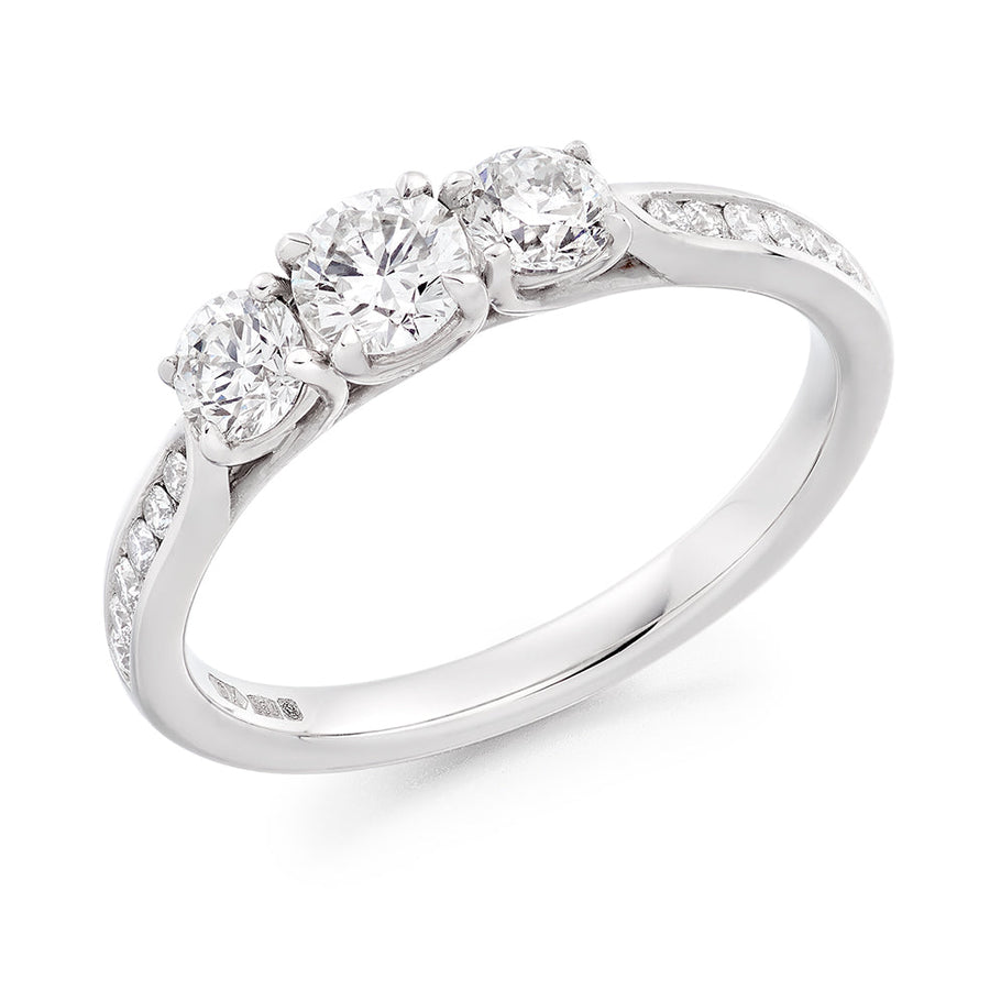 Trilogy with Diamond Shoulders Round Brilliant Trilogy Ring