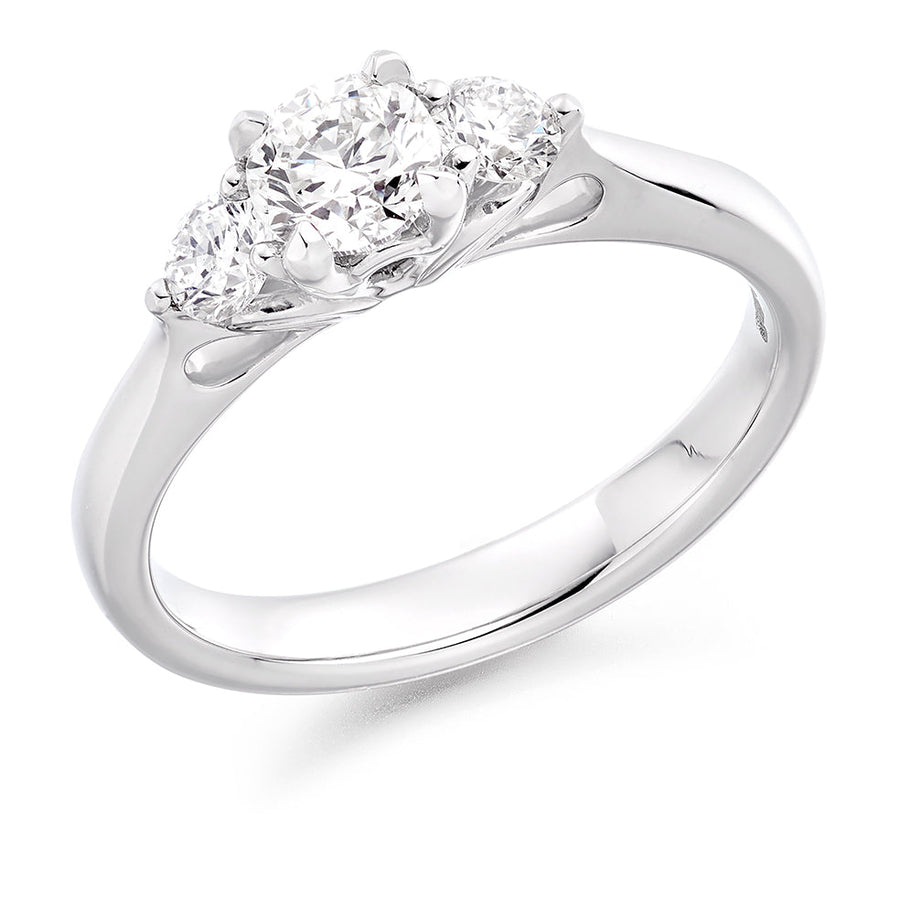 Classic Trilogy Round Brilliant Trilogy Ring, 0.5ct
