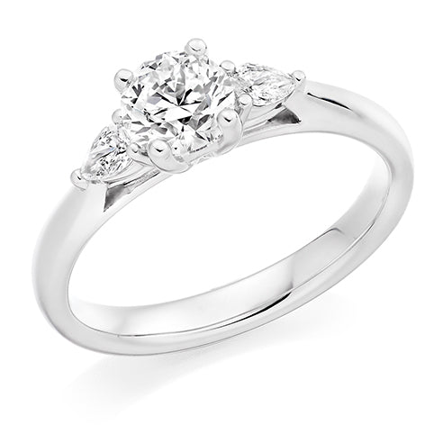 Plain-Band Trilogy Round Brilliant Trilogy Ring