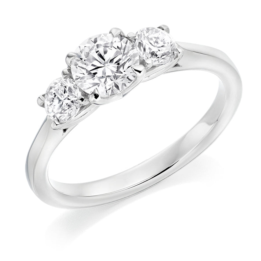 Close-Set Trilogy Round Brilliant Trilogy Ring, 0.75ct