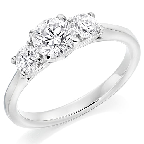 Traditional Trilogy Round Brilliant Trilogy Ring, 0.75ct