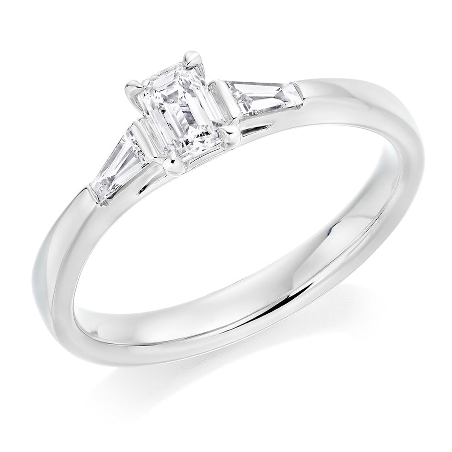 Bar Trilogy Emerald Cut Trilogy Ring, 0.33ct
