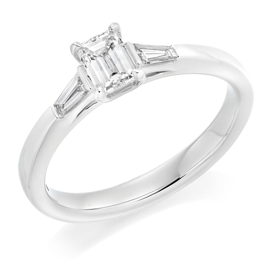 Bar-Set Trilogy Emerald Cut Trilogy Ring, 0.4ct