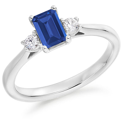 Classic Trilogy Sapphire & Diamond Trilogy Ring, 0.12ct