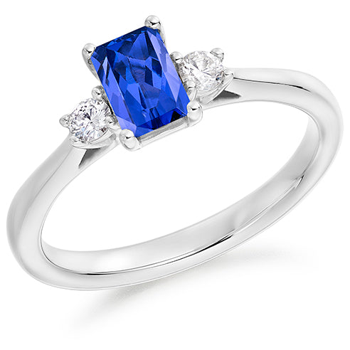 Classic Trilogy Tanzanite & Diamond Trilogy Ring, 0.12ct