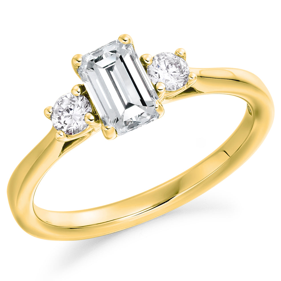 Trilogy Set with Plain Shoulders Trilogy Ring in Yellow Gold