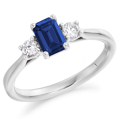 Classic Trilogy Sapphire & Diamond Trilogy Ring, 0.22ct